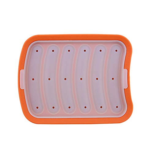 SOOJET Salchicha Molde, Molde Pancho Silicona Bricolaje Salchicha Hecho Perro Caliente Comida de la Hornada del Molde Alimentaria Molde Antiadherente Molde Perrito Caliente (Naranja)