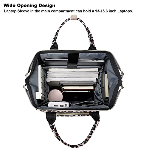 Leopard Women Laptop Backpack, College School Backpack Bookbag 15.6 Inch Computer Backpacks for Work Business Travel3