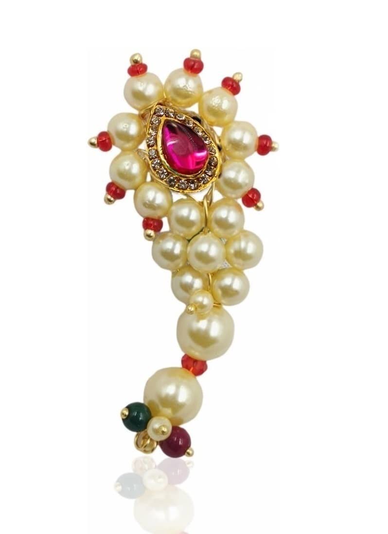 THANUS CRAFT Nath Safety Sari Pin Brooch Maharashtrian Jewellery Traditional Banu Nath Shape Sadi Sari Pins for Nauvari Sarees Lehanga Dupatta Marathi Culture Girls and Women (B09TCZDX7Y) Amazon Price History, Amazon Price Tracker