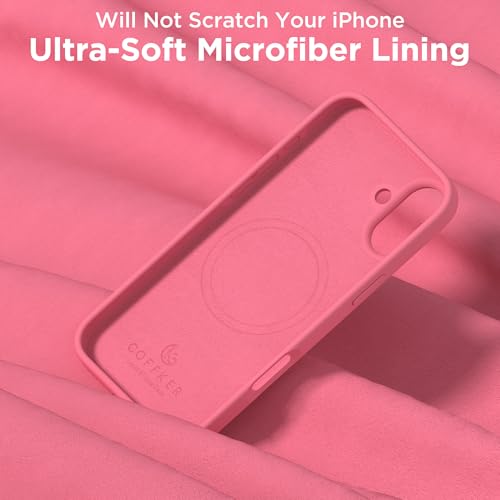 Image of Magnetic for iPhone 16 Case, Compatible with Magsafe, Suction Cup Phone Mount, [2 Screen Protectors][Camera Lens Protector] Silicone Shockproof Protective Slim Phone Cover 6.1 inch, Camellia Red