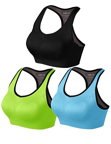 Image of Match Women's Seamless Racerback Sports Bra with Removable Pads Strappy Workout Bra Top for Yoga Gym Running Fitness (New Size)