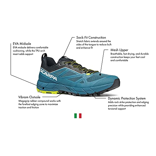 SCARPA Men's Rapid Hiking and Approach Shoes - Blue/Acid Lime - 112