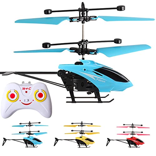 Crazypig Mini Rc Helicopter, Remote Control Helicopter for Kids, Indoor Outdoor Helicopter, Mini Rc Flying Robot Toy, Gift for Boys Girls (Blue)