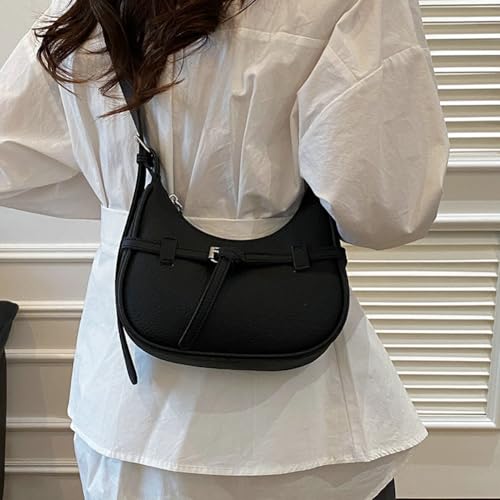 Small Crescent Shoulder Bag for Women Vegan Leather Crossbody Purse Cute Y2K Underarm Hobo Bag Mini Tote Handbag 20252