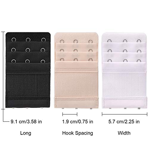 Akstore 6 Pieces Women's Soft Comfortable Elastic Bra Extenders Bra Extension Strap 3 Hook 3 Row Lady's Bra Extender Bra Band2