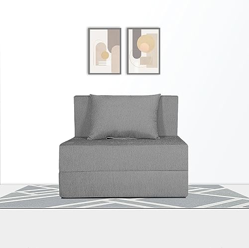 Image of Adorn India Easy 2 Seater Sofa Cum Bed Alyn 3'x 6' (Grey) (1 Year Warranty)