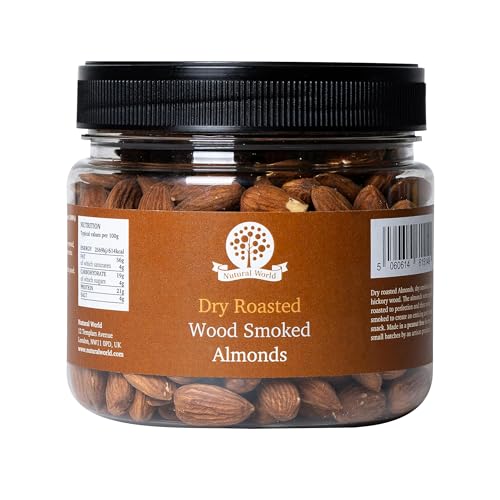 Nutural World - Almendras Ahumadas en Leña Tostadas Secas - Sin Sal (500g) - Ganador del premio Great Taste