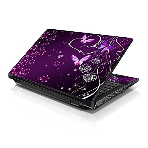 Image of LSS 17-17.3 inch Laptop Notebook Skin Sticker Cover Art Decal Fits 16.5 inch 17 inch 17.3 inch 18.4 inch 19 inch HP Dell Lenovo Apple Asus Acer Compaq (Free 2 Wrist Pad) Purple Heart Butterfly