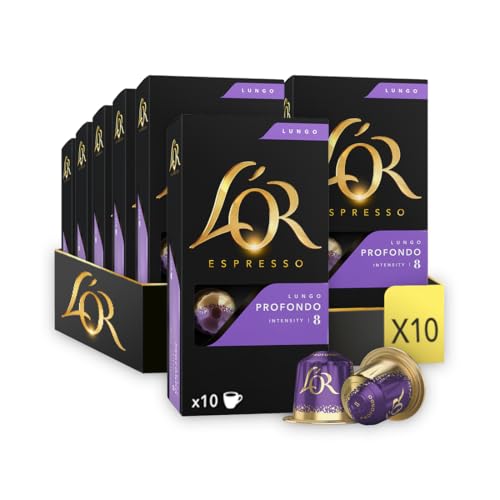 L'OR Profondo - 100 Capsules de Café intensité 8 - Compatibles Nespresso®* (lot de 10 x 10)