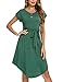 Aottori Robes d'été Robes Décontractées pour Femmes Robes Mi-Longues à Manches Courtes Robes de Plage élégantes Manches Courtes Taille Haute avec Lien à la Taille et Boutons Décontracté Vert M