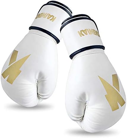 Boxing Gloves (6oz, 8oz, 10oz, 12oz, 14oz, 16oz) Punching Bag Mitts, Muay Thai, Kickboxing Fight Training Gloves by KAIWENDE-BX01 (BJ-White, 14 oz)