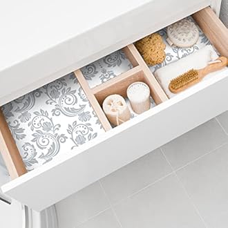 Gersoniel 10 Sheets Drawer Liners for Dresser Scented Drawer Liners Non Adhesive Scented Paper for Fragrant Home Shelf Closet(Lavender,Chic Pattern)