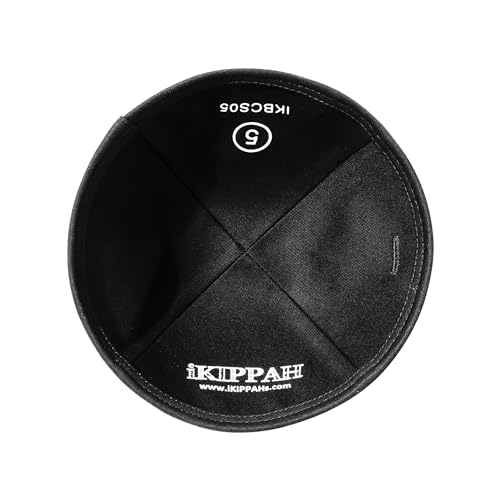 Image of iKippah Black Cotton Yarmulke with Rim, 4-Panel, 2-Pack for Men & Boys (Sizes 3-9)