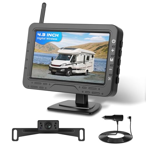Hodozzy Digital Wireless Backup Camera 4.3" HD Monitor: