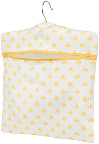 Kleeneze KL081575EU7 Busy Bee Peg Bag, Hang on The Line Design, Holds Up to 50 Pegs, Convenient Hanging Hook, Laundry Clips Storage Sack, Indoor/Outdoor, Yellow/White, 33 x 30 cm