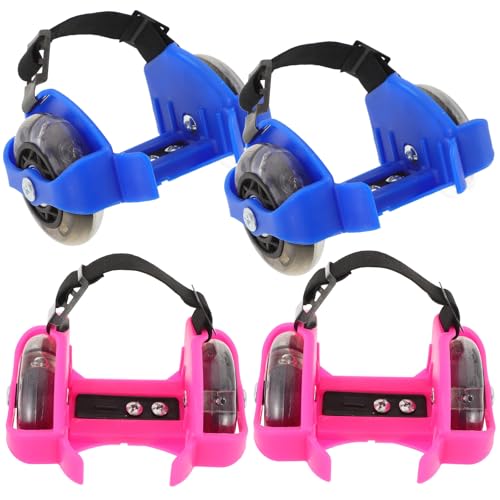 Vaguelly 2 Pares de Zapatillas de Patinaje para Principiantes Ruedas Luminosas Ajustables de PVC Adultos, Patines de Entrenamiento Cómodos y Resistentes