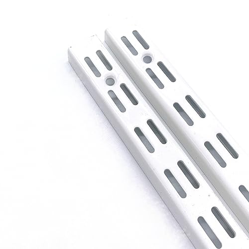 EAI Twin Slot Wall Mounted Upright Shelving - Pack of 2, White, 430mm | Strong, Heavy Duty Steel Shelf | For Shed, Garage, Indoor Storage | Easy To Install Rack 1 EAI Twin Slot Wall Mounted Upright Shelving - Pack of 2, White, 430mm | Strong, Heavy Duty Steel Shelf | For Shed, Garage, Indoor Storage | Easy To Install Rack