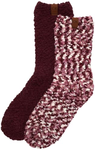 Calvin Klein Women's Fuzzy Crew Socks - 2 Pack Popcorn Texture Lounge Fluffy Warm Socks - Indoor Slipper Cozy Socks for Women4