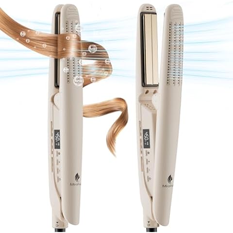 MiroPure Flat Iron Hair Straightener, Hair Straightener and Curler 2-in-1, 360° Airflow Styler with Cool Air for Curls, Titanium Ceramic Ionic, Hair Care Aroma,Auto Off, Dual Voltage for Travel Cover