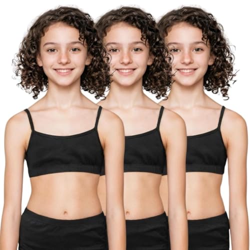 Image of ADIRA | Beginners Bra for Girls 13-14 Years | Flat Padding for Nipple Coverage | Comfortable Strecthy Cotton | Comfy-Breathable Beginners Bra & Super Soft Material | Pack of 3
