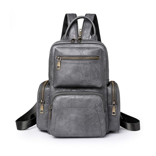 Petit sac a dos rétro femme gris idéal pour le collège et le travail