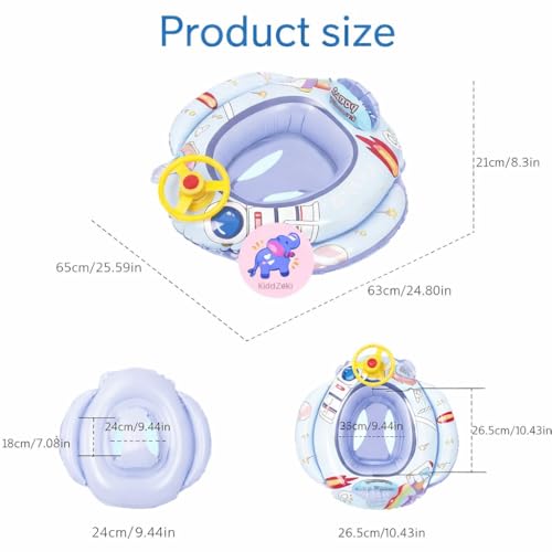 Image of Inflatable Kiddie Float | Water Baby Floater for Kids| Safe Anti-flip Diaper Style Swim Tube Rider| Swim Pool Tube for Toddlers|Multicolor Cute Swimming Pool Safety Seat (Space Ship)