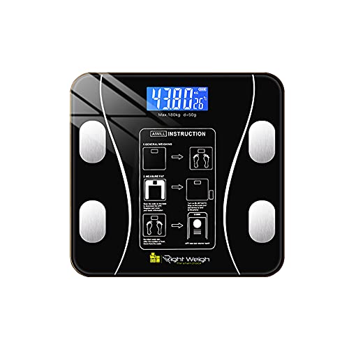 Tempered Glass Body Fat Scale Wireless Bmi Scale Digital Bathroom Smart Scale Fitness Scale With Bluetooth Connectivity Option, Battery Operated Weight Loss Scale, Measure Body Fat Up To 396 Lb- Black #TOP11