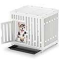 Small Dog Crate 67 cm (26.4-Inch), Polyethylene Small Medium Size HDPE Dog Cage Dog Kennels Furniture and Crates for Small Dogs Puppy with Locking Door, Lockable Wheels & Tray