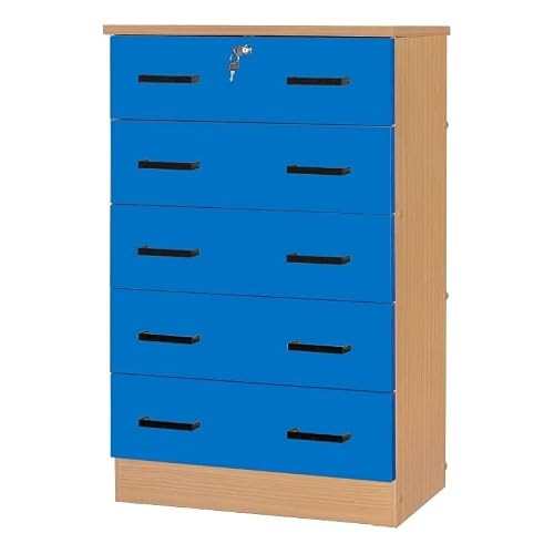 Pemberly Row Modern 5 Drawer Wooden Bedroom Dresser With Lock In Blue #TOP2