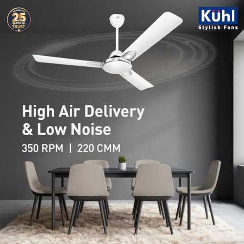 Image of KUHL Brise Star E3-DUO 1200mm BEE 5-Star BLDC Ceiling Fan | 29W Energy Saving (Up to 65%) | High Airflow & Low Noise | Remote as well as Regulator Operated | 5 Year Motor Warranty | ISI Marked (White)