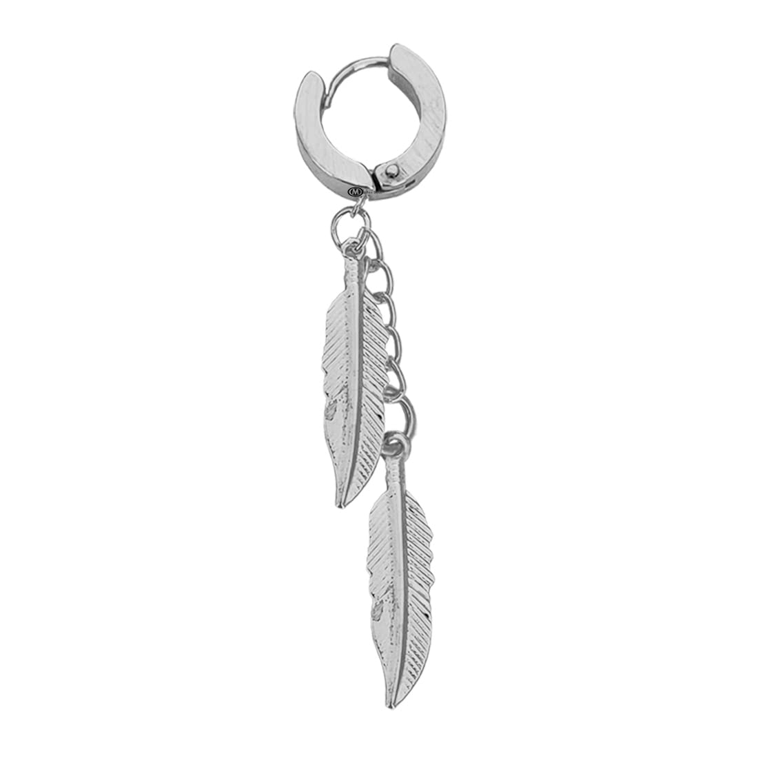 M Men Style Feather Dangle Earrings Men Stainless Steel Link Chain Drop Punk Ear Accessory Silver Stainless steel Feather Hoop Earrings For Men And Women (B09S3QCYW2) Amazon Price History, Amazon Price Tracker