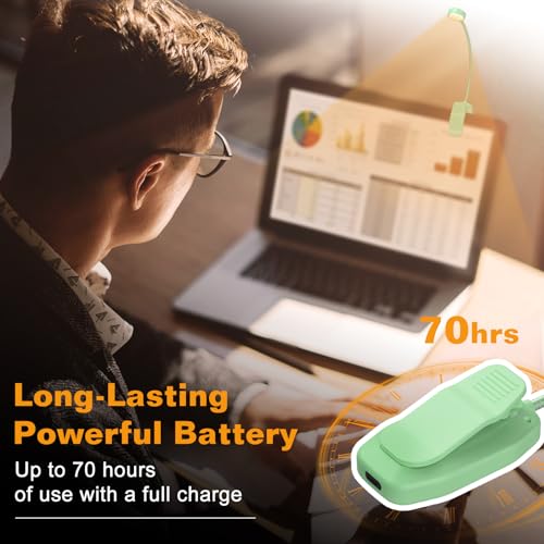 Image of KTEBO 2 Pack Rechargeable Book Light Clip-On Reading Light for Books in Bed | 9 eye-friendly modes from 3 color temperatures and 3 brightness, USB-C up to 30 hrs - Black & Green