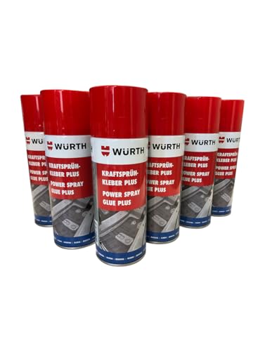 6x Würth Kraftsprühkleber Plus 400 ml Kraftsprühkleber Sprühkleber für Schwammscheibe Reibebrett Kleber