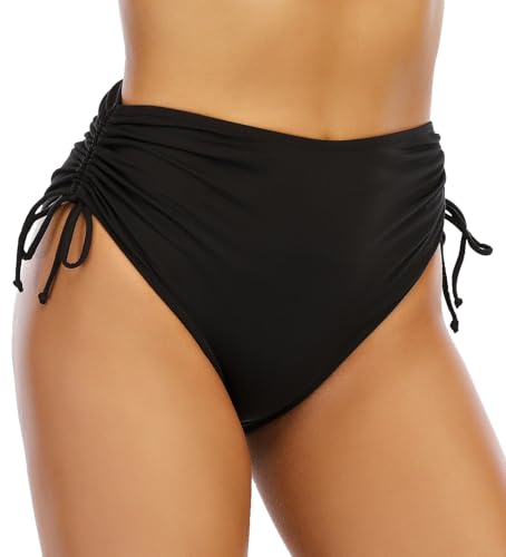 Women's High Waisted Bikini Bottoms Full Coverage Swim Bottom Tummy Control Side Tie Swimsuit Bathing Suit Bottoms4