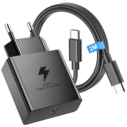 Bamkey 45W Caricatore USB C con 2M Cavo USB-C Ricarica Rapida, per Samsung Galaxy S26 S25 S24 S23 S22 Ultra S20fe A56 A55 A54 A53 A52 A51 A50 A33 A22 A16 A13/Tablet, Ladekabel USB C Schnellladekabel