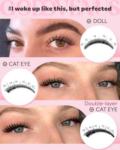 Image of Lash Clusters Kit Wispy Cluster Eyelash Extensions Kit Natural DIY Lash Extension Kit 10-16mm Eyelashes Clusters 180pcs C Curl Individual Lashes Cluster Eyelash (No Tweezers)