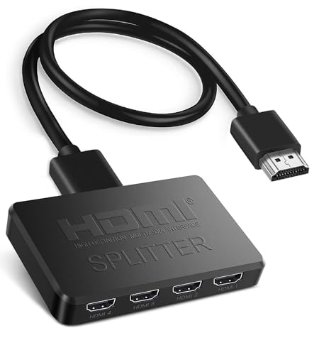 Image of avedio links 4K HDMI Splitter 1 in 4 Out with Hdmi 2.0 Cable, HDMI Video Distributor 1X4 Mirror Duplicate 1 Source to 4 Displays (Only Mirror, Not for Extended), Support 1080P@60Hz, 3D, PS5, HDTV