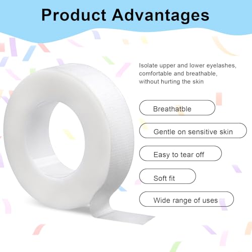 fenshine Lash Tape, 8 Rolls PE Micropore Medical Tape for Eyelash Extension, Fabric Tape for False Eyelash Patch Makeup Tool 0.5 inch x 29.5 ft,Translucent (8Rolls) - Thumbnail 3