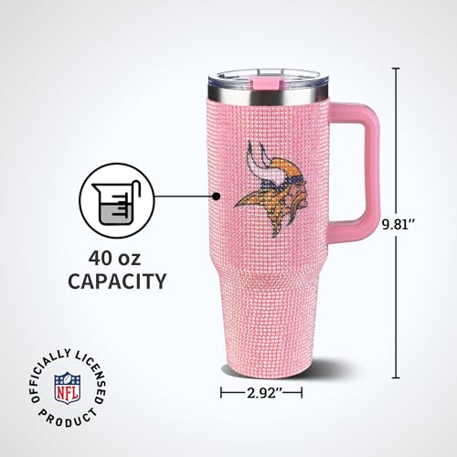 Image of The Memory Company Officially Licensed 40oz Pink Bling Game Day Tumbler, Minnesota Vikings