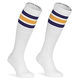 Gestreifte Kniestrümpfe sind beliebt als Fan- oder Sportsocken für Fußball, Basketball und andere Sportarten sowie als Team-Socken für Tanzgruppen, Cheerleader und Mannschafften aller Art.