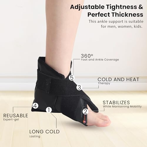 Image of SandPuppy AnkleCool - Reusable Ice Pack Wrap for Ankle and Heel Pain Relief, Reusable Cold Compress for Ankle Sprains, Swelling,Sports Injury, Achilles Tendonitis - Left or Right-Black