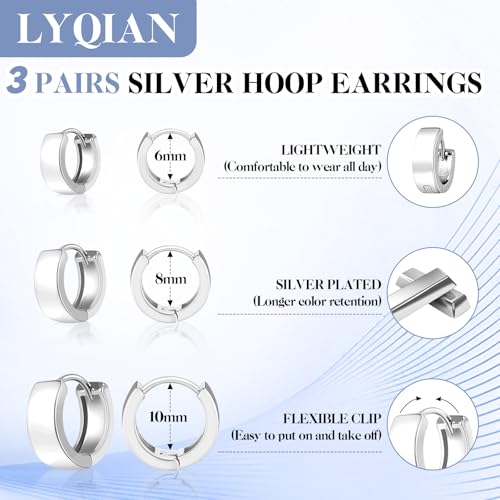 Small Gold/Silver huggie Hoop Earrings Statement Chunky Hoop Earrings Cartilage Earrings Conch Earrings 6mm 8mm 10mm Wide Hoop Earrings Set for Women Multiple Piercing4