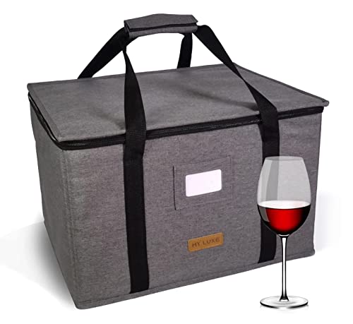 Myluxe Wine Glass Storage Box - Case With Dividers For Wine Glasses, Crystal And Champagne Flutes, Padded Container With Sturdy Handle #TOP18