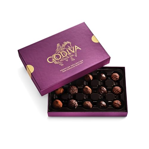 Godiva Dark Chocolate Truffle Gift Box, Belgian Dark Chocolates with Ganache Center, Gourmet Gift for Birthdays, Holidays, Kosher, 15 Pc