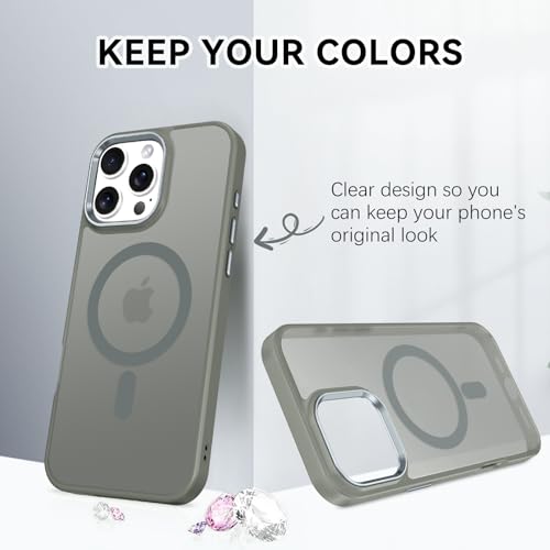 Image of BENTOBEN for iPhone 16 Pro Case [Compatible with Magsafe] Magnetic Matte Phone Case iPhone 16 Pro Translucent Slim Shockproof Women Men Protective Cover Cases for iPhone 16 Pro 6.3 inch, Grey