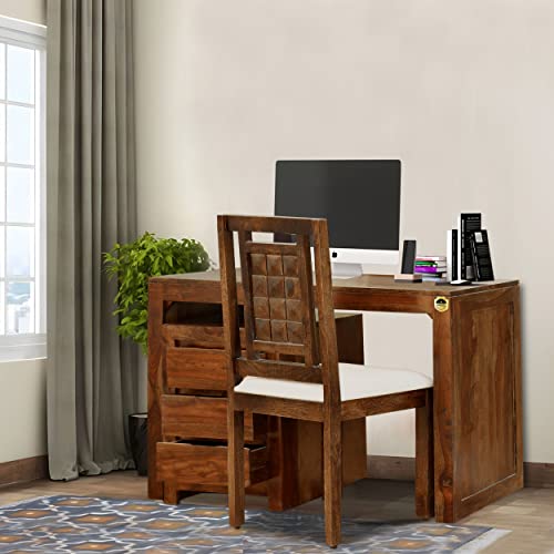 Image of Solid Sheesham Wood Study Table for Adults | Computer Table for Home | Wooden Writing Desk | Office Table for Office Work | Work from Home Table with 2 Drawers (10)