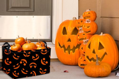 Image of Essme Rectangular Halloween Basket,Kids Baskets Empty with Handles for Kids Halloweens Room Decor,Boys and Girls,Candy Basket（Funny face）