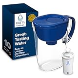 Brita Large 10 Cup Water Filter Pitcher with 1 Standard Filter, Made Without BPA, Everyday, Blue (Packaging May Vary)