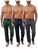 Andrew Scott Men's Pack of 3 Soft & Light 100% Cotton Drawstring Yoga Lounge & Sleep Pant (3 Pack-...