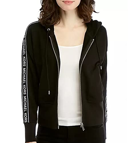 Michael Kors Damen Kapuzenpullover mit Reißverschluss vorne, gestreift,...